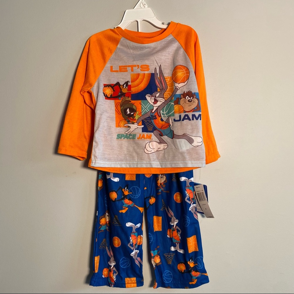 Let’s Jam Space Jam Boys long sleeve long flannels pajamas set size 4 NEW